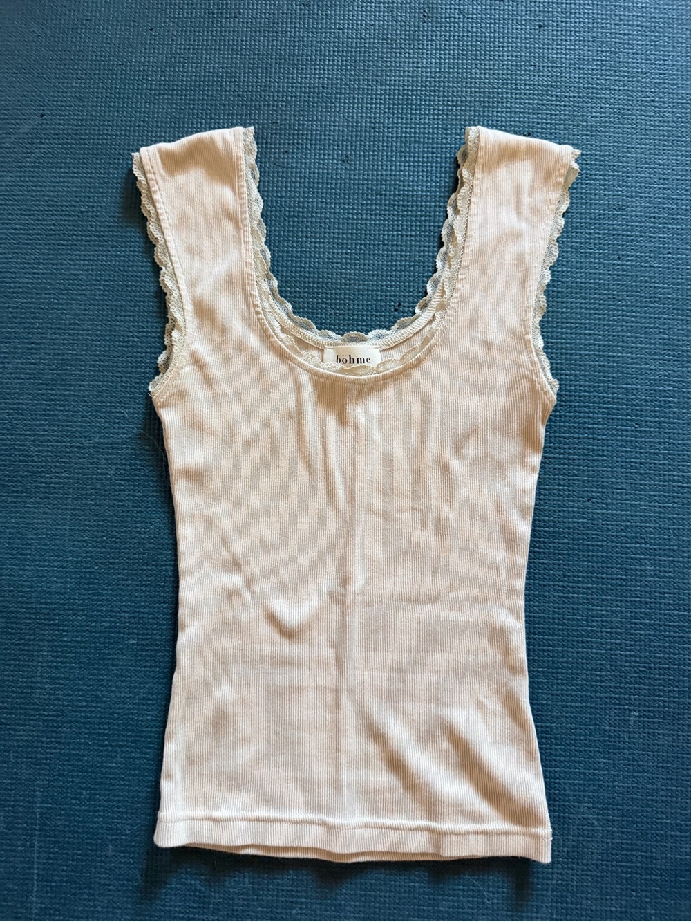 Bohme Sawyer Cream Lace-Trim Ribbed Tank